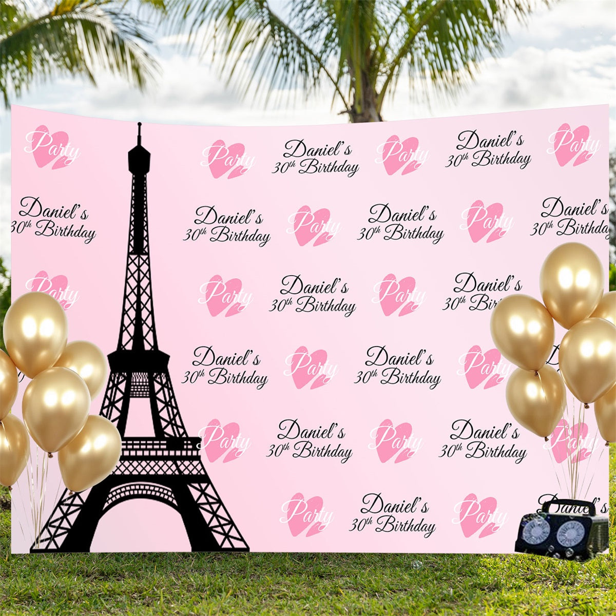 Toile de fond Anniversaire Personnalisable Tour Eiffel 30ème BRP3-100