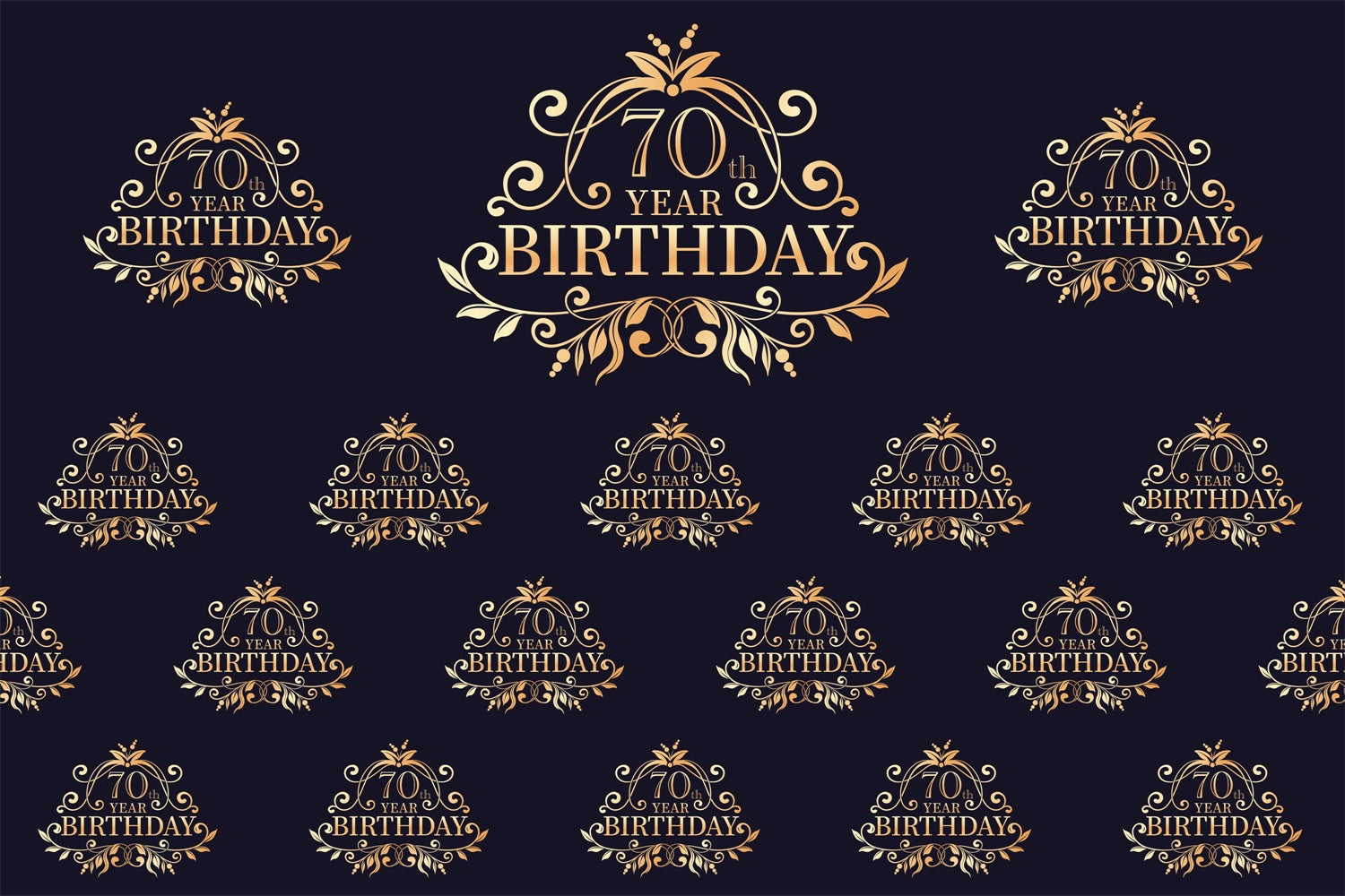 Toile de fond Personnalisable Anniversaire Élégance Noir Or 70ème BRP3-104