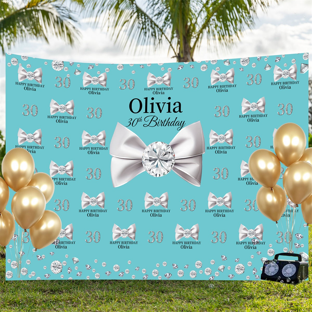 Toile de fond Anniversaire Personnalisé Nœud Brillant Fête BRP3-106