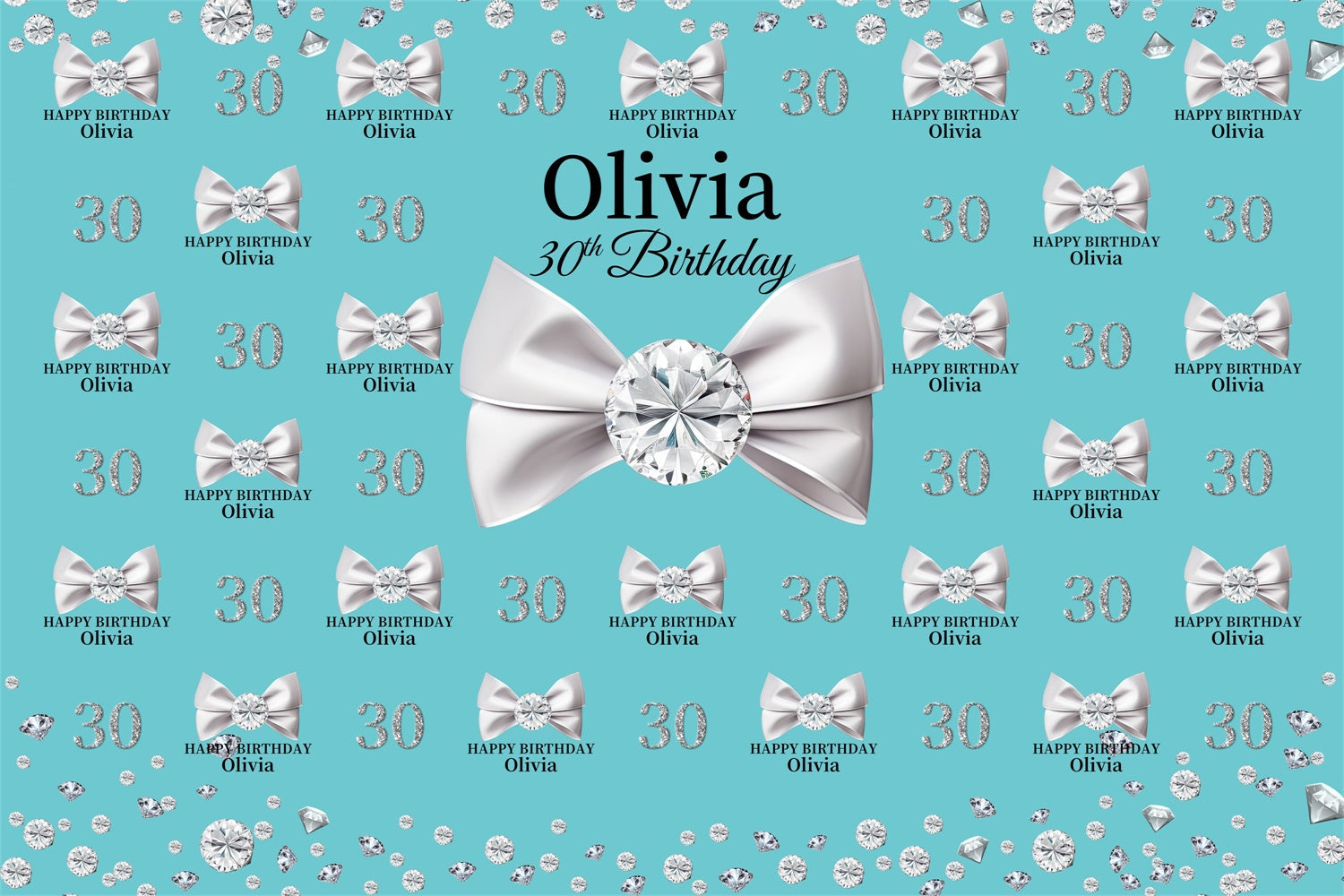 Toile de fond Anniversaire Personnalisé Nœud Brillant Fête BRP3-106