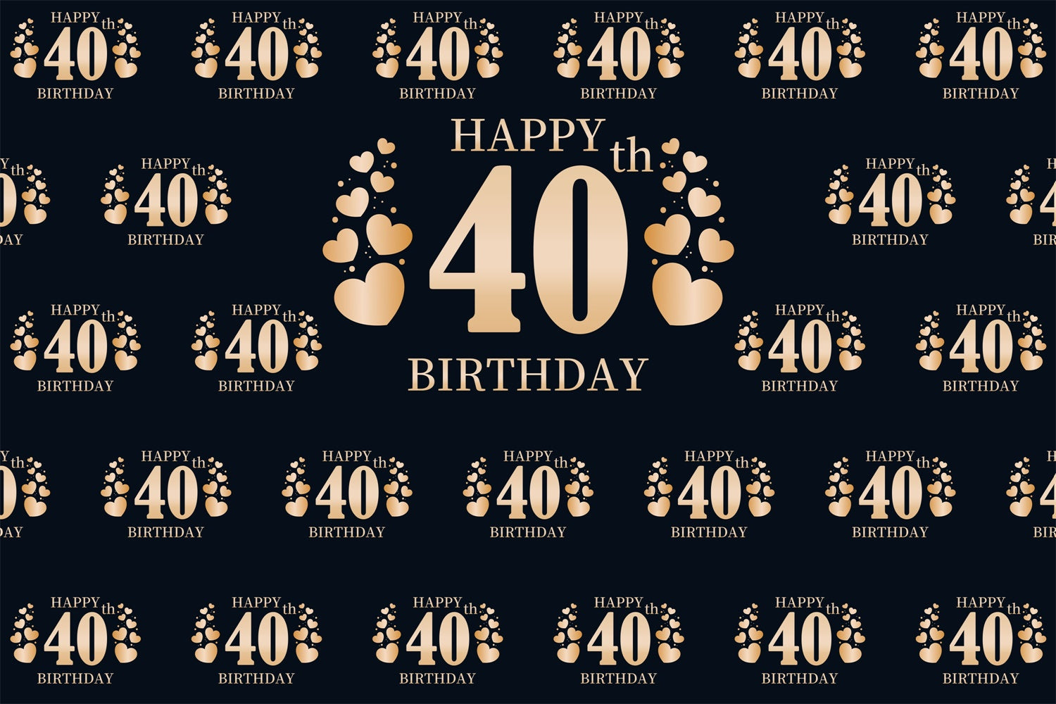 Toile de fond Anniversaire Personnalisable Chic Cœurs Dorés 40ème BRP3-108