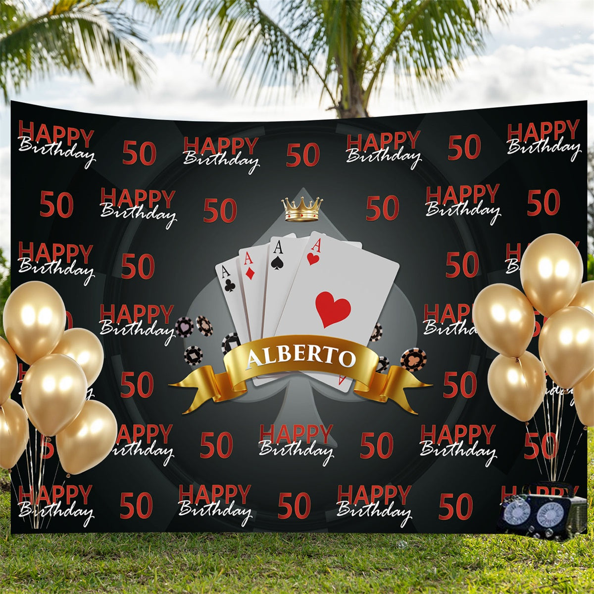 Toile de fond Photo Anniversaire Poker Party 50ème BRP3-110
