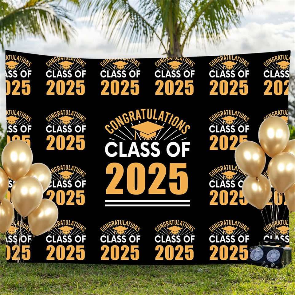 Toile de fond Personnalisée Remise de Diplôme Toque Dorée 2025 BRP3-14