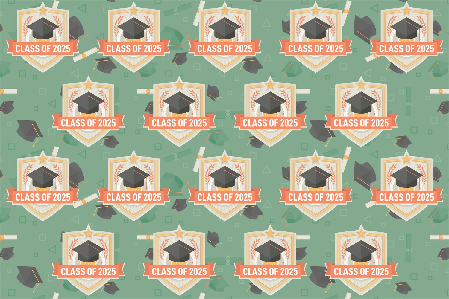 Toile de fond Personnalisée Remise de Diplôme Vert Vintage BRP3-15