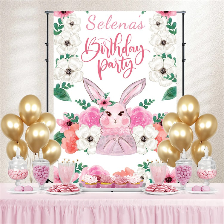 Easter Backdrop Happy Bunny Fleur Personalized Backdrop BRP3-172