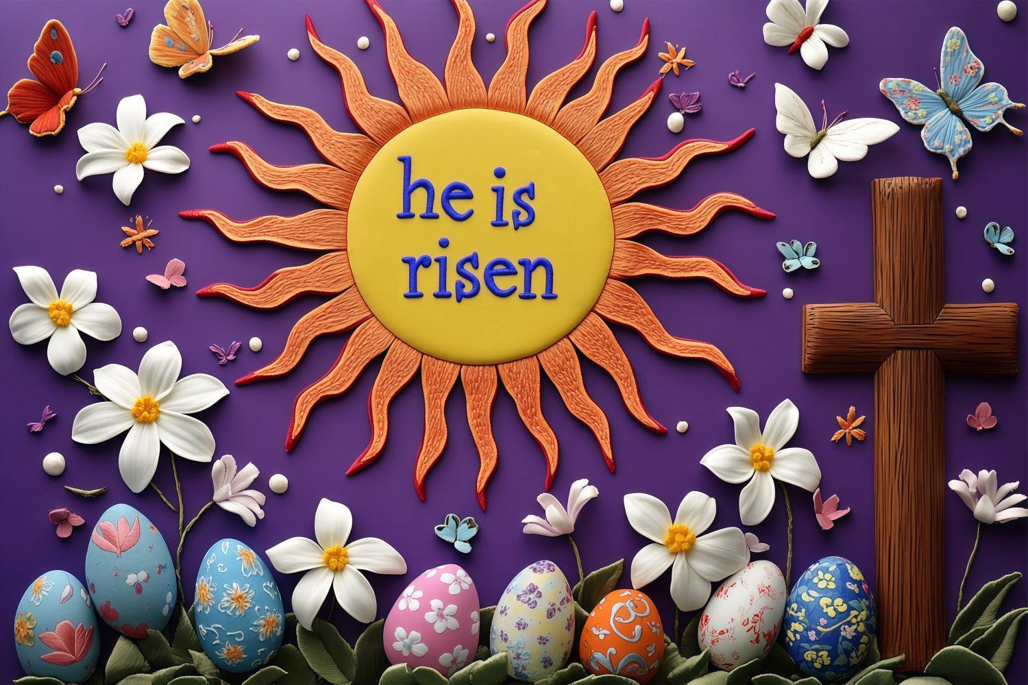 Backdrop For Easter Sunburst Croix Floral Custom Backdrop BRP3-181