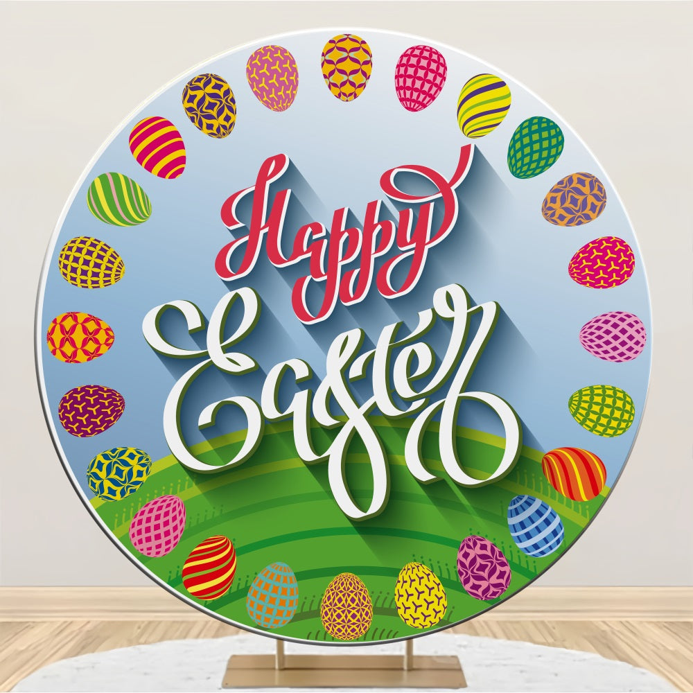 Toile de fond Ronde Personnalisable Motif Œufs de Pâques Fête BRP3-190