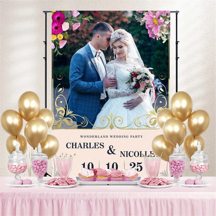 Toile de Fond Photo Mariage Paysage Floral Fête Personnalisée BRP3-194