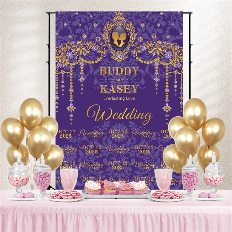 Toile de Fond Mariage Violet Répétition Célébration Personnalisée BRP3-201