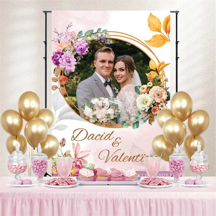 Toile de Fond Photo Mariage Cercle Amour Couronne Personnalisée BRP3-213
