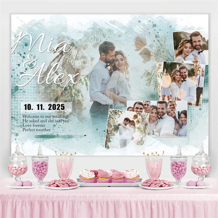 Toile de Fond Photobooth Mariage Bohème Floral Rêve Personnalisée BRP3-217