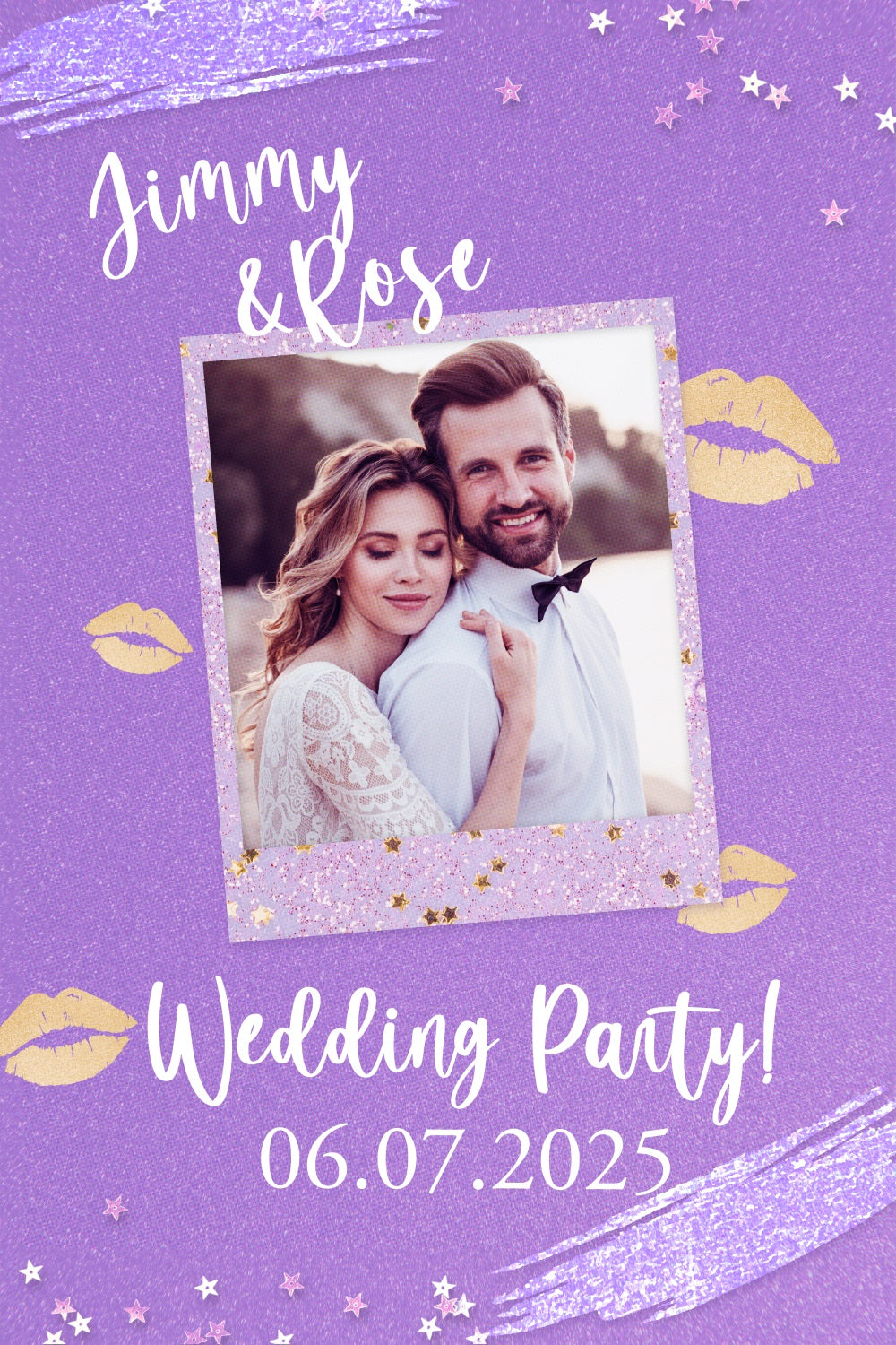 Toile de Fond Photo Mariage Paillettes Violettes Personnalisée BRP3-226