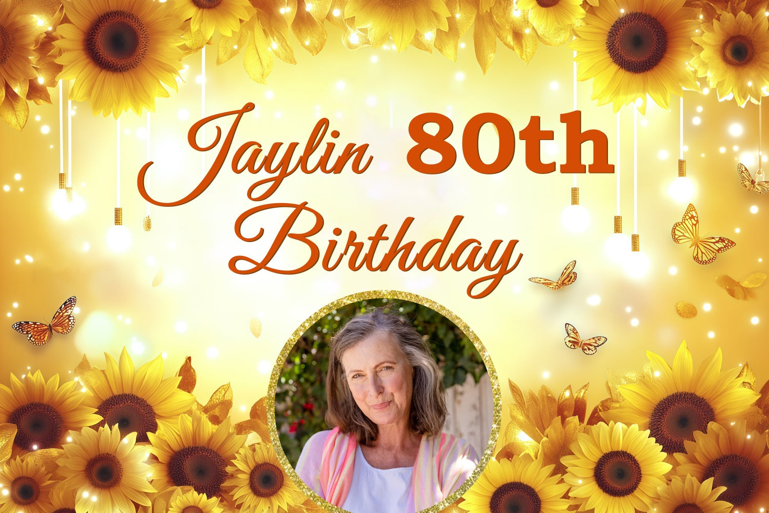 Toile de fond Personnalisable Anniversaire Tournesol Doré Lumière Éclat BRP3-248