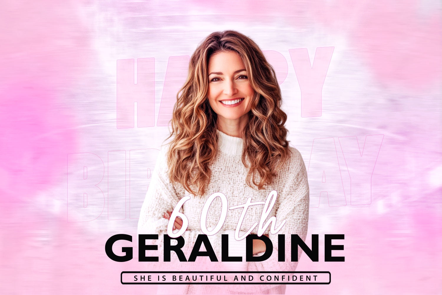 Toile de fond Photo Anniversaire Personnalisée Rose Doux Élégant 60ème BRP3-254