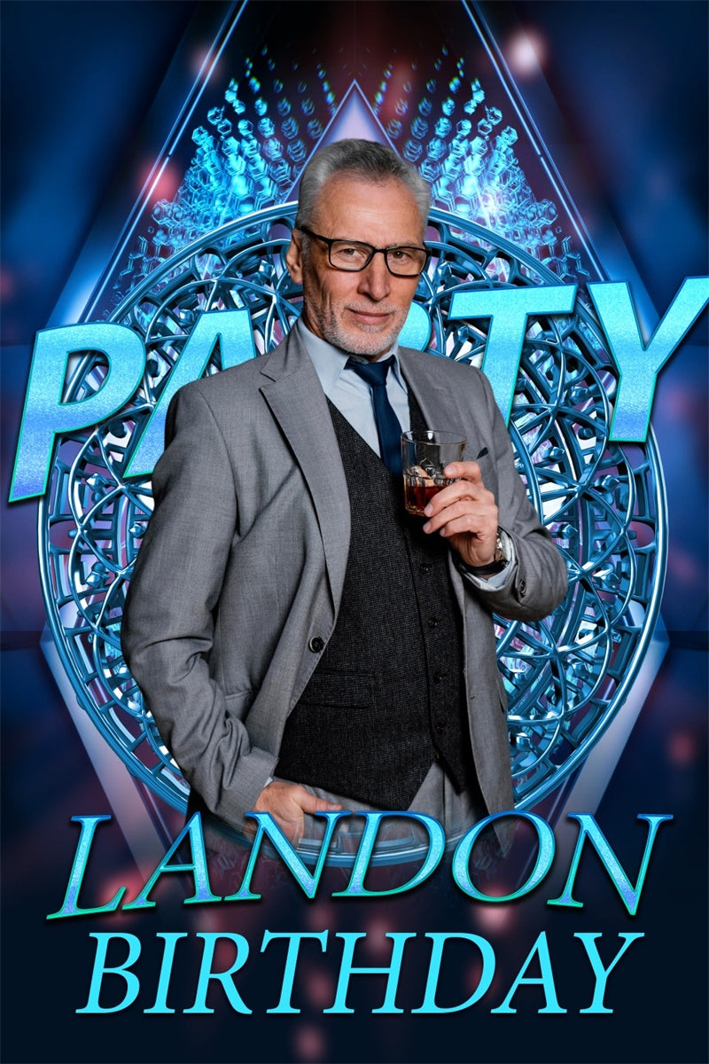 Toile de fond Anniversaire Personnalisée Gentleman Bleu Cool Fête BRP3-256