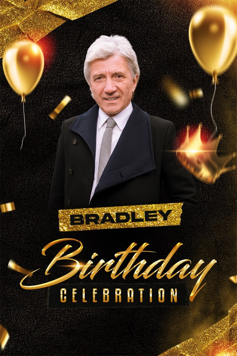 Toile de fond Deco Anniversaire Personnalisée Ballon Doré Classique BRP3-262