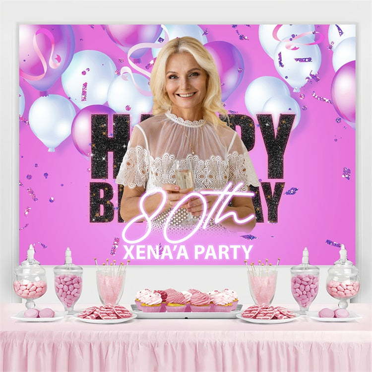 Toile de fond Anniversaire Personnalisée Ballons Glamour Roses BRP3-272