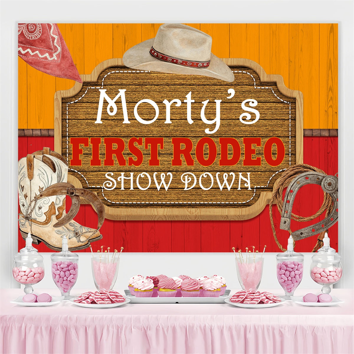 Toile de fond Deco Anniversaire Rodéo Cowboy Western BRP3-31