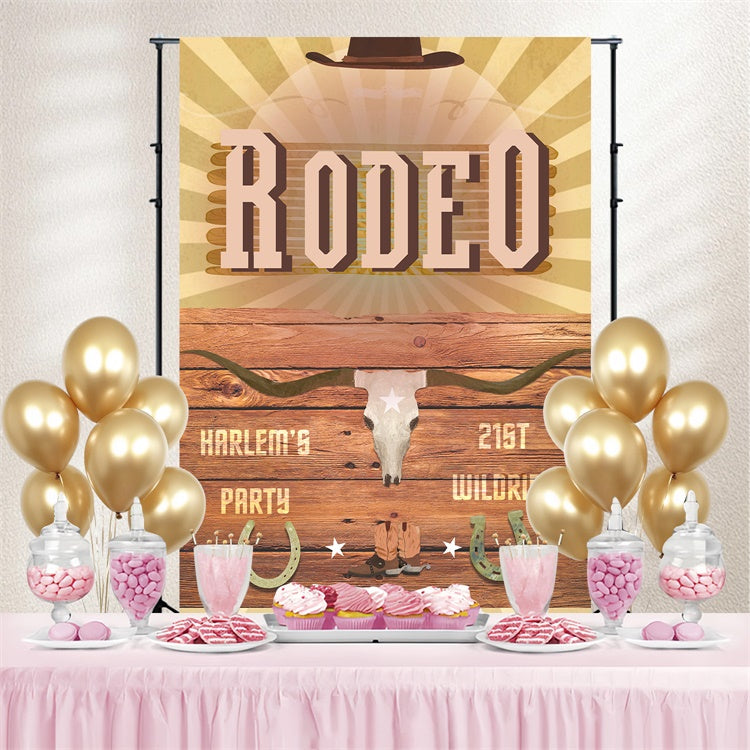 Toile de fond Personnalisable Anniversaire Rodéo Rustique Western 21ème BRP3-35