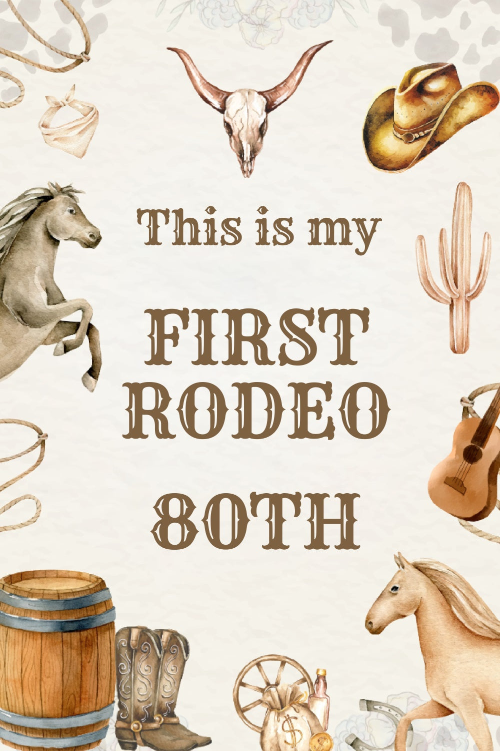 Toile de fond Photo Anniversaire Cowboy Rustique 80ème BRP3-36