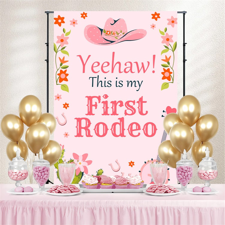 Toile de fond Personnalisable Anniversaire Adorable Cowgirl Florale BRP3-37
