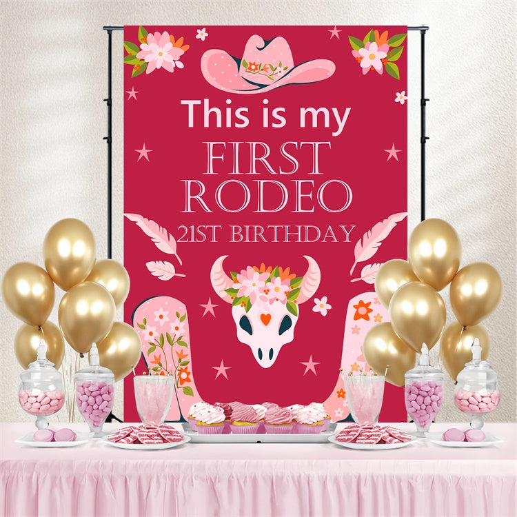 Toile de fond Anniversaire Personnalisé Bottes Cowgirl Fête 21ème BRP3-38
