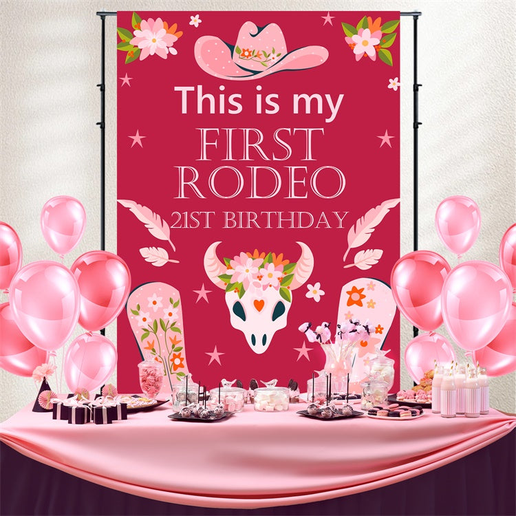 Toile de fond Anniversaire Personnalisé Bottes Cowgirl Fête 21ème BRP3-38
