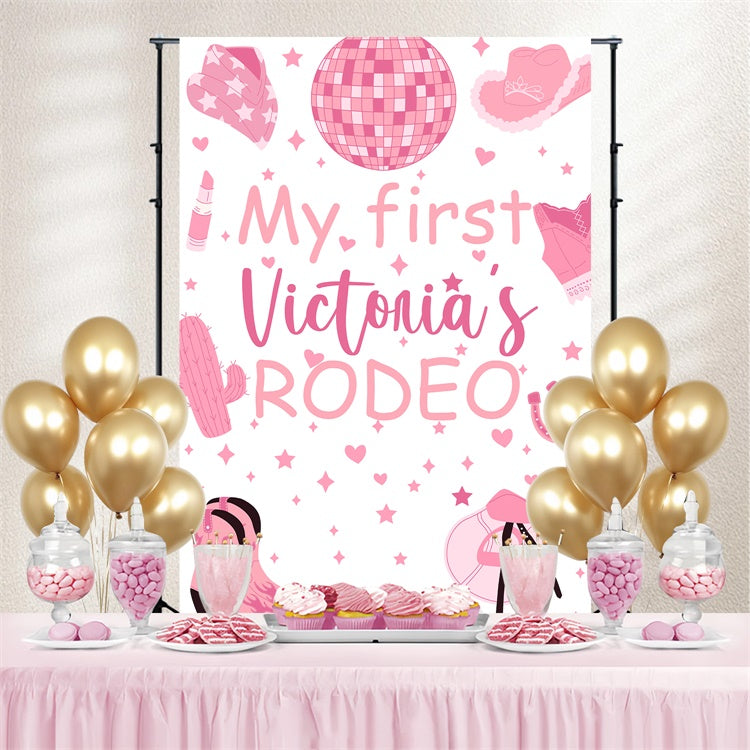 Toile de fond Anniversaire Personnalisé Glamour Cowgirl Rose BRP3-40