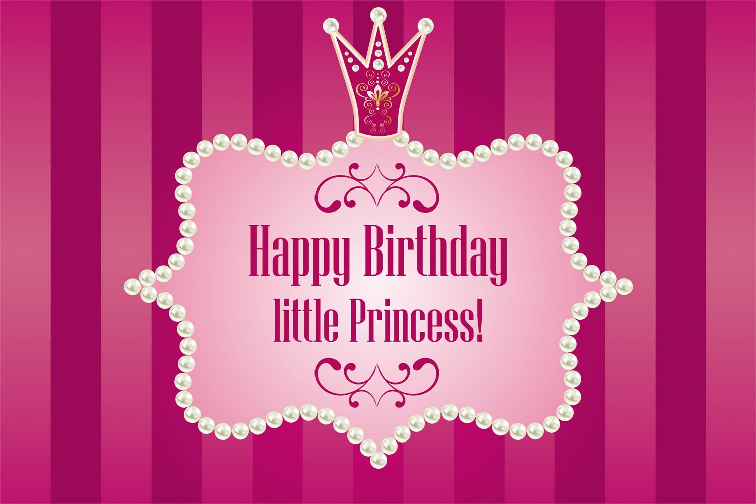 Toile de fond Deco Anniversaire Couronne Perles Roses BRP3-46