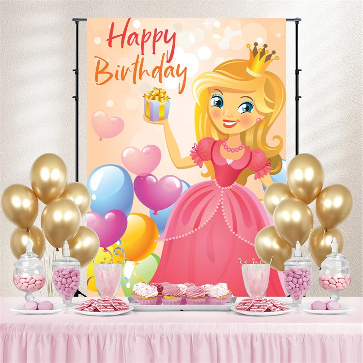Toile de fond Anniversaire Personnalisable Princesse Glamour Ballon BRP3-49