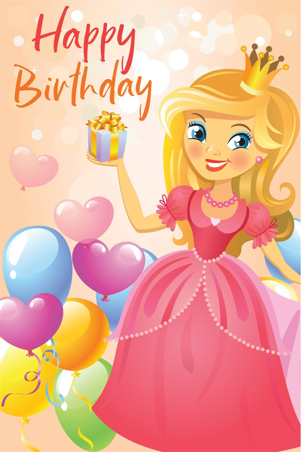 Toile de fond Anniversaire Personnalisable Princesse Glamour Ballon BRP3-49