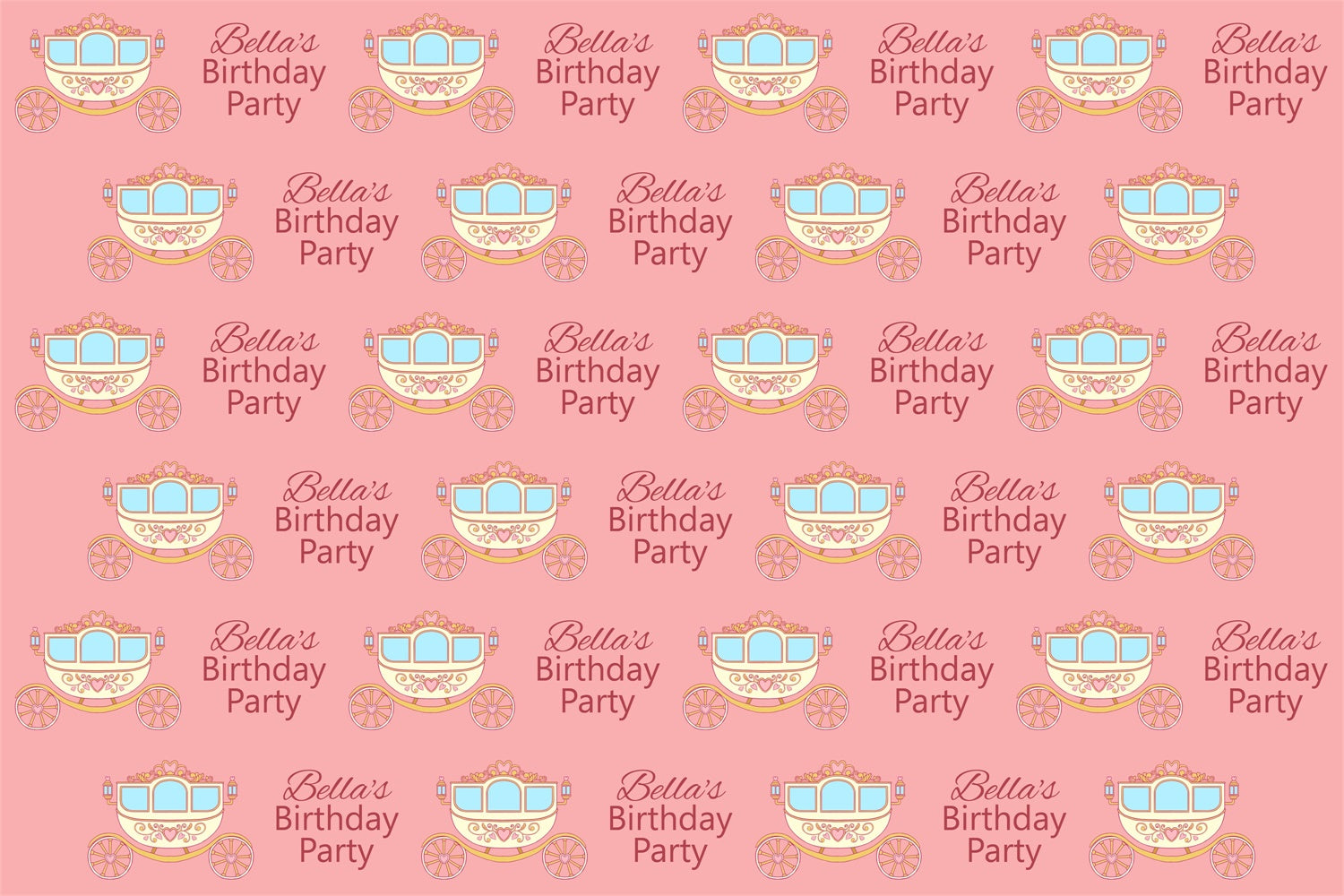 Toile de fond Anniversaire Personnalisable Carrosse Royal Rose de Rêve BRP3-63