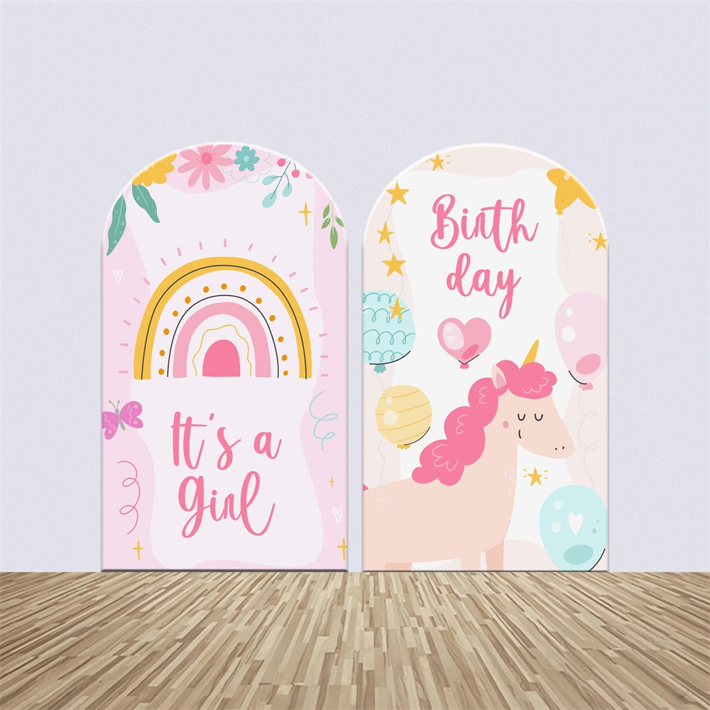 Kit de Toile de fond Arch Personnalisable Anniversaire Licorne Mignonne Fantaisie BRP3-66