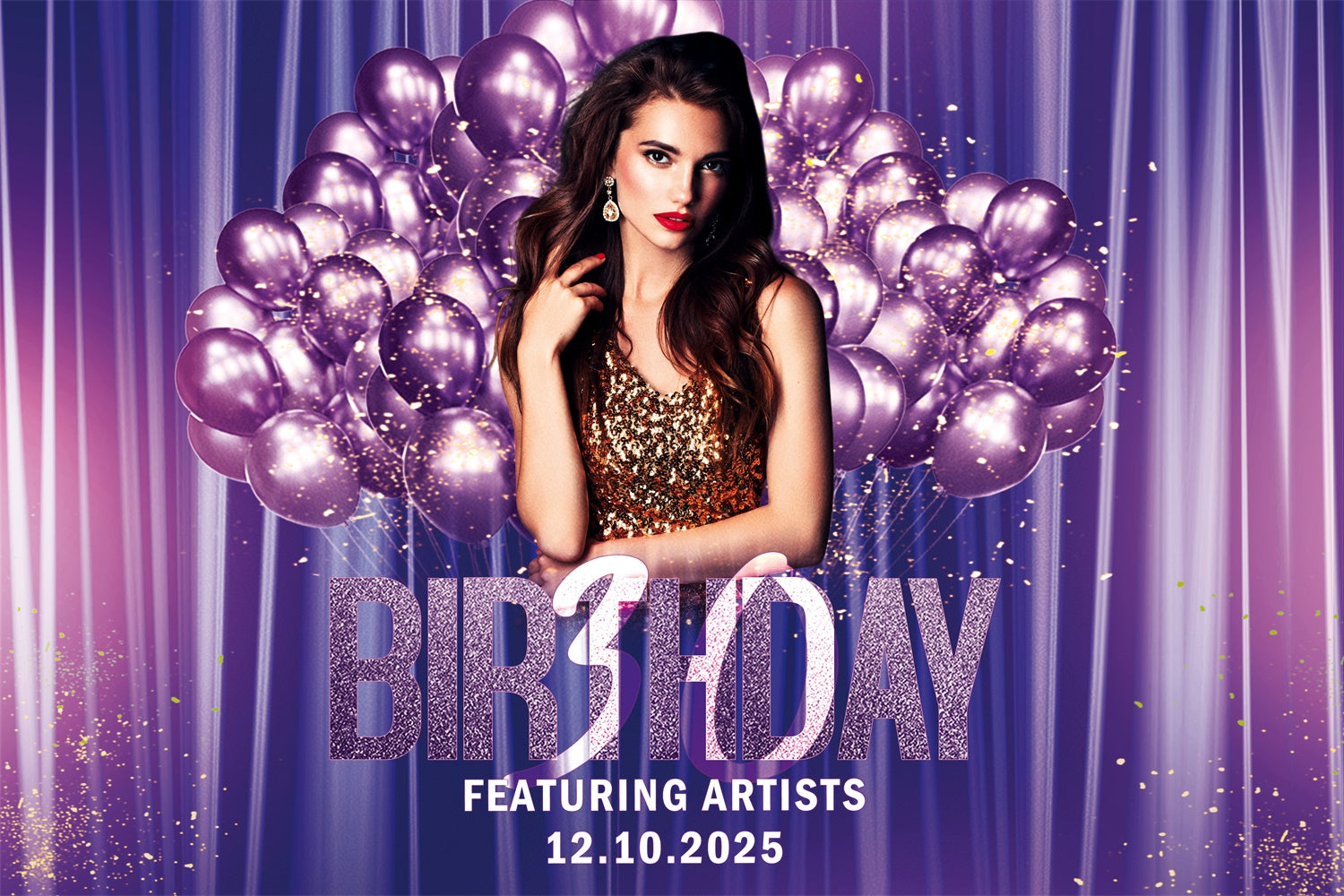 Toile de fond Deco Anniversaire Luxe Ballon Violet BRP3-78