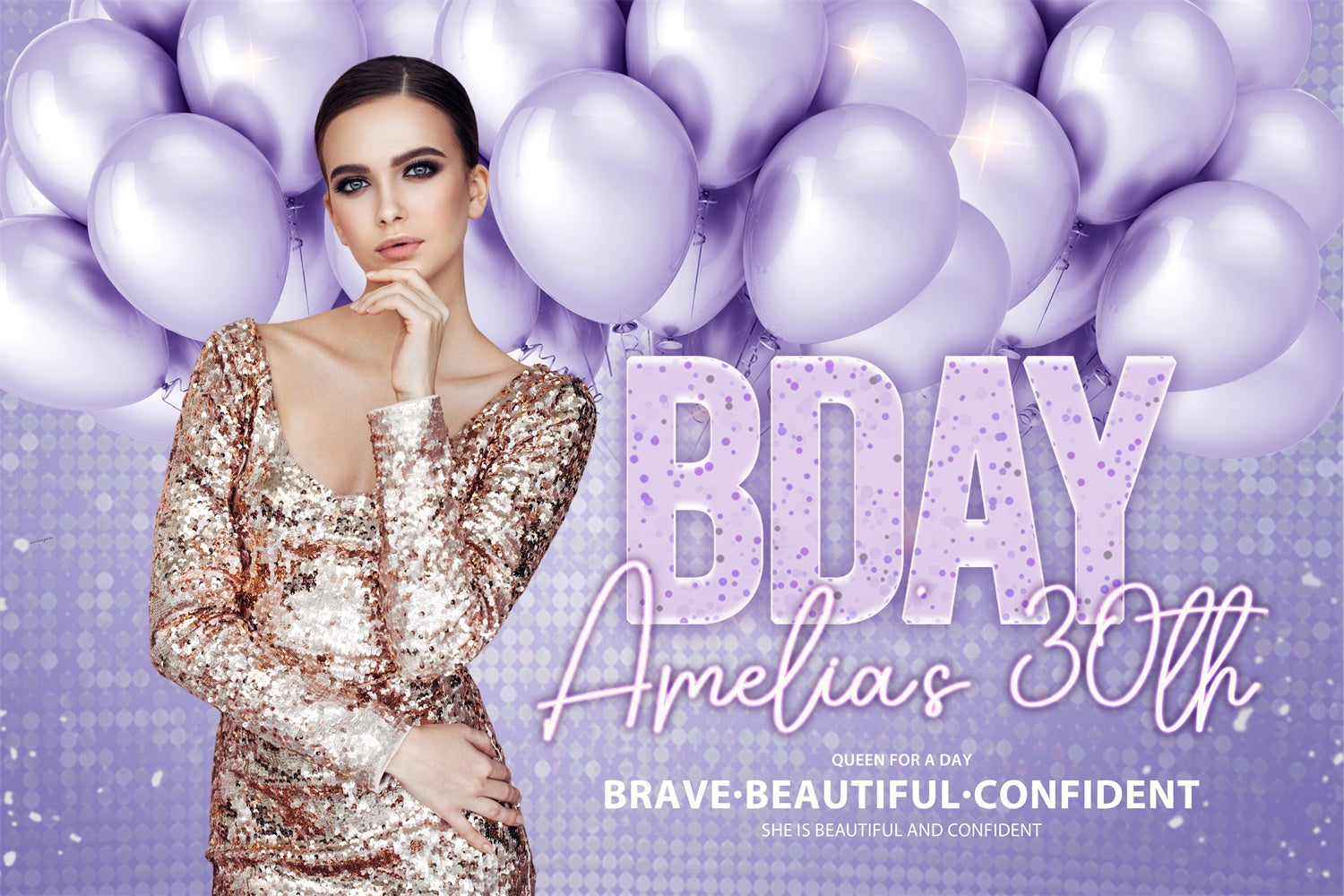 Toile de fond Anniversaire Personnalisé Chic Ballon Lilas BRP3-79