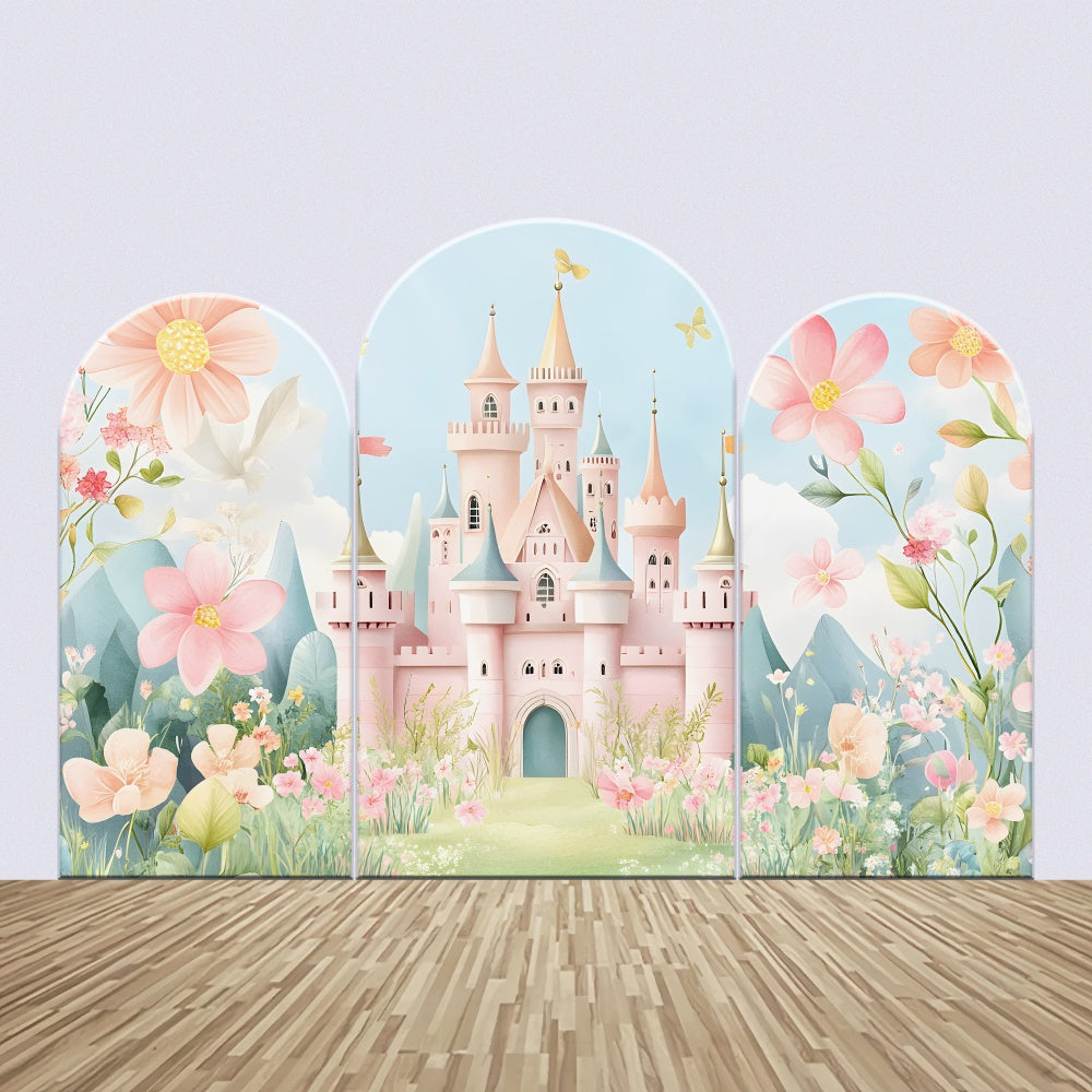 Kit de Toile de fond Arch Personnalisable Anniversaire Conte de Fées Château Floral BRP3-85