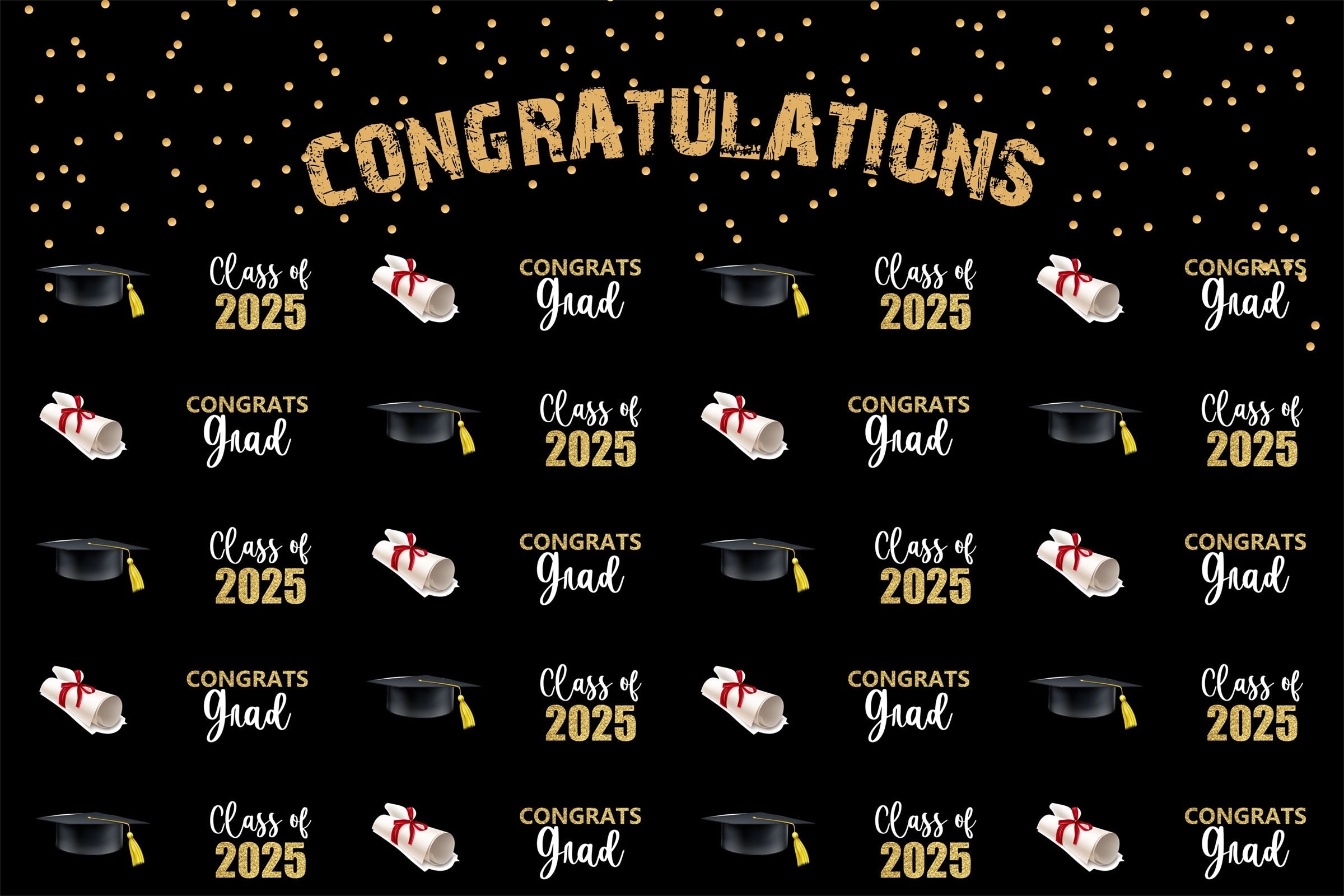 Toile de fond Personnalisée Remise de Diplôme Élégance Noire 2025 BRP3-9