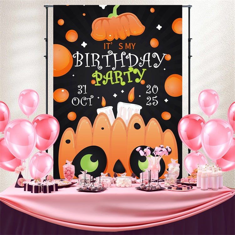 Toile de fond Deco Anniversaire Citrouilles Effrayantes Fête BRP3-92