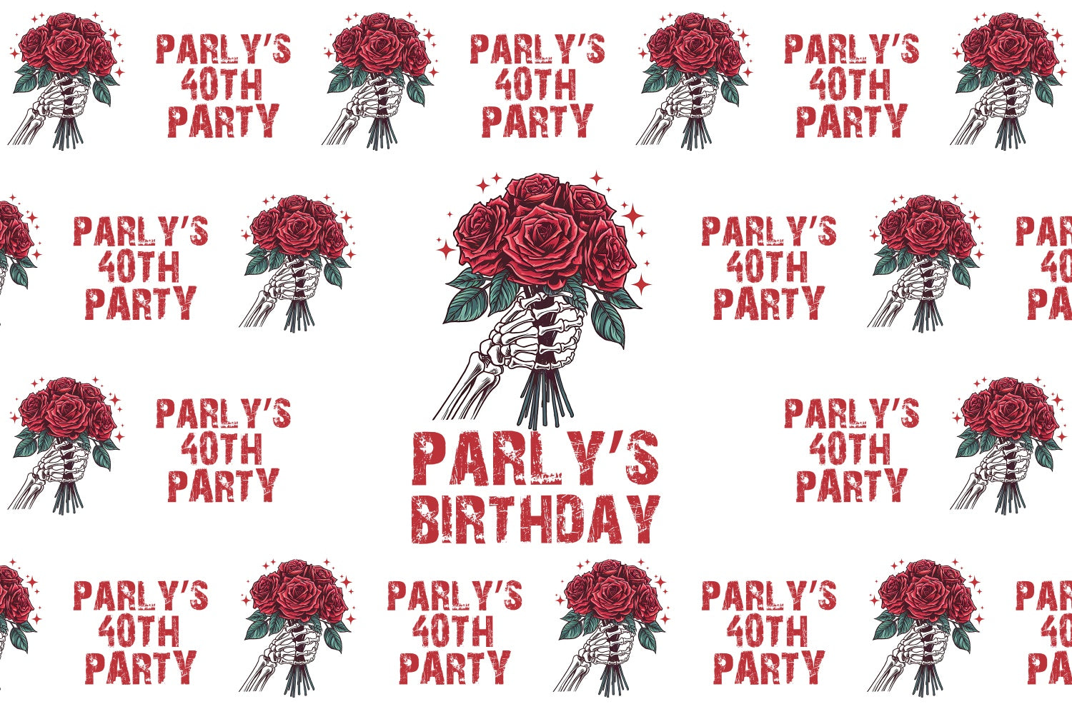 Toile de fond Photo Anniversaire Gothique Rose Crâne 40ème BRP3-93