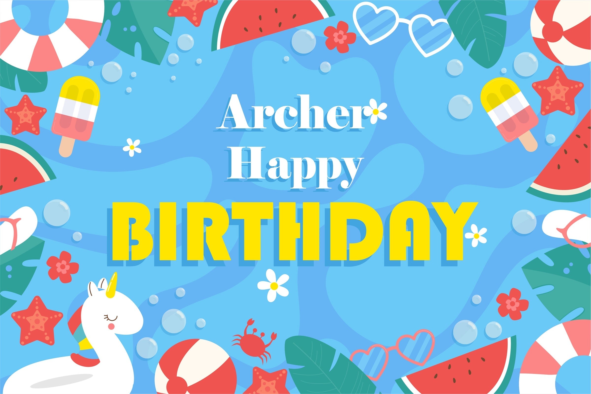 Toile de fond Photo Anniversaire Fête Tropicale Piscine BRP3-95