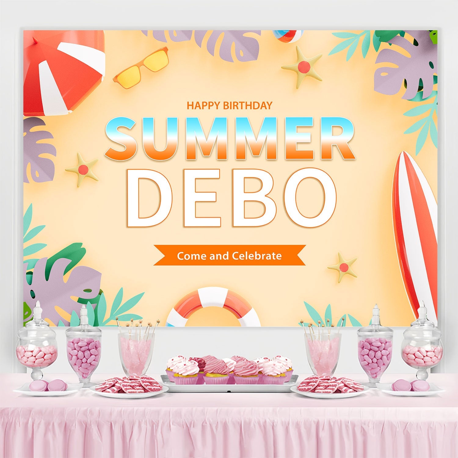 Toile de fond Deco Anniversaire Fête Plage Tropicale BRP3-96