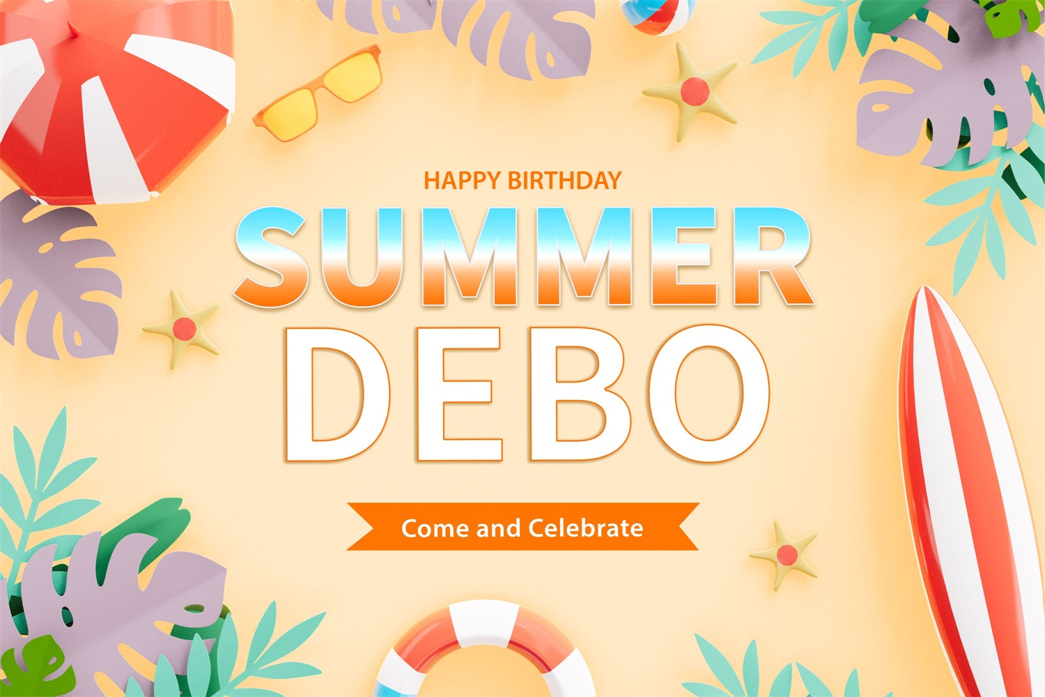 Toile de fond Deco Anniversaire Fête Plage Tropicale BRP3-96