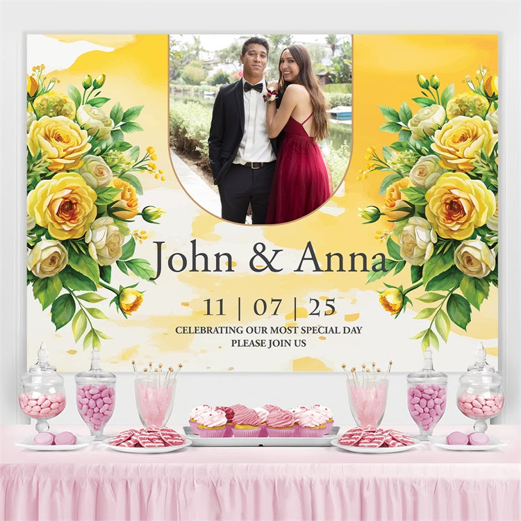 Toile de fond Mariage Personnalisable Floral Brillant Personnalisée BRP4-122