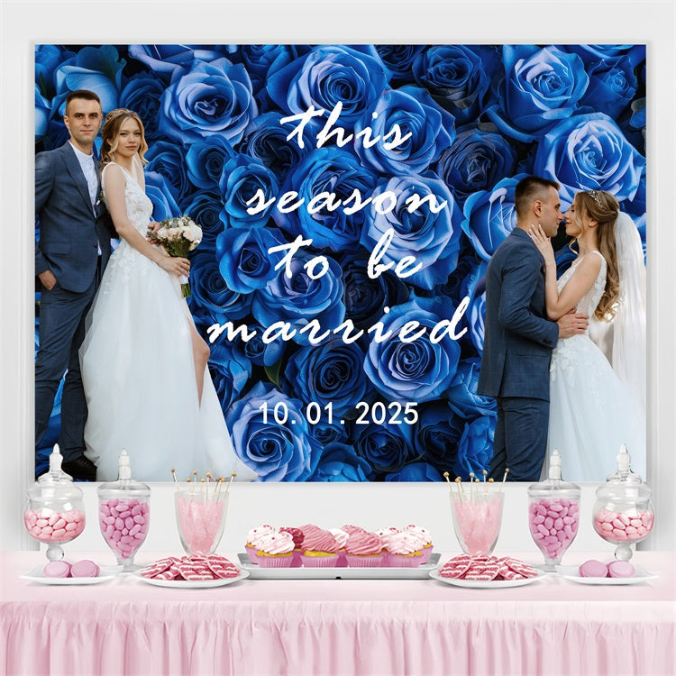 Toile de fond Mariage Personnalisée Romance Rose Bleue Personnalisée BRP4-131