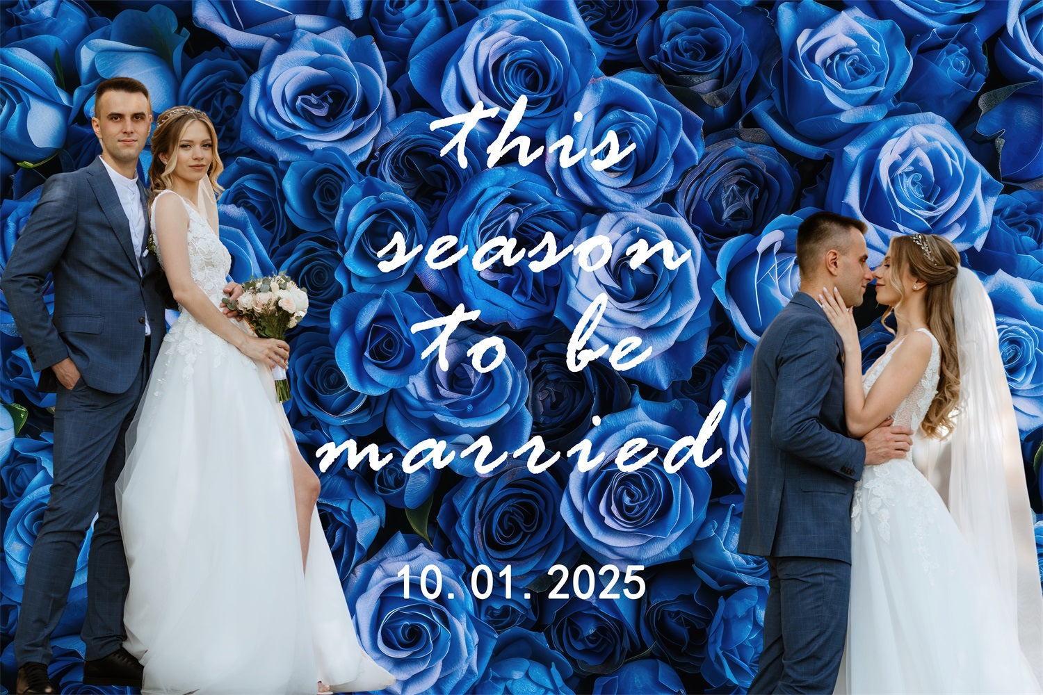 Toile de fond Mariage Personnalisée Romance Rose Bleue Personnalisée BRP4-131