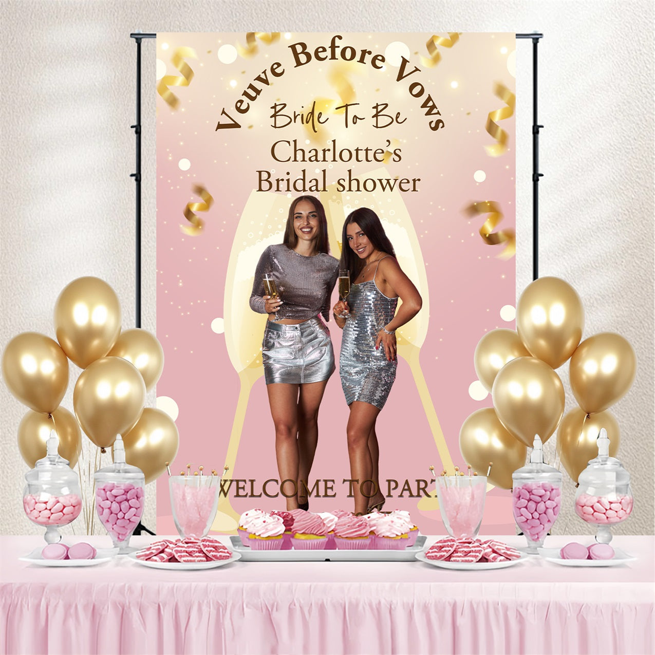 Toile de fond Bridal Shower Idées Personnalisée Toast Champagne Personnalisée BRP4-143