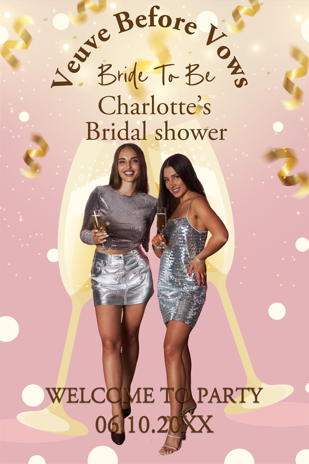 Toile de fond Bridal Shower Idées Personnalisée Toast Champagne Personnalisée BRP4-143