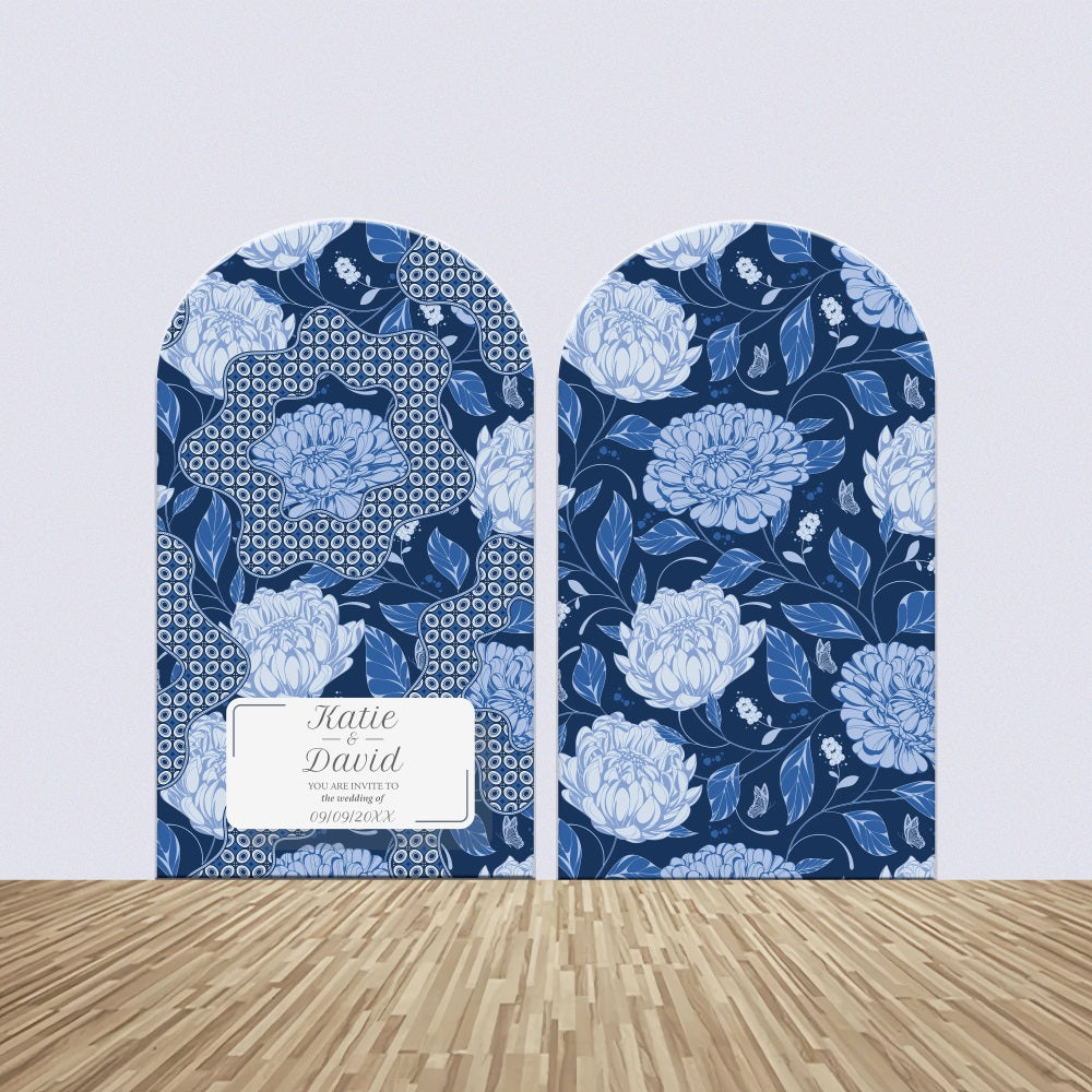 Kit de Toile de fond Arch Personnalisable Mariage Floral Bleu Marine Photo BRP4-147