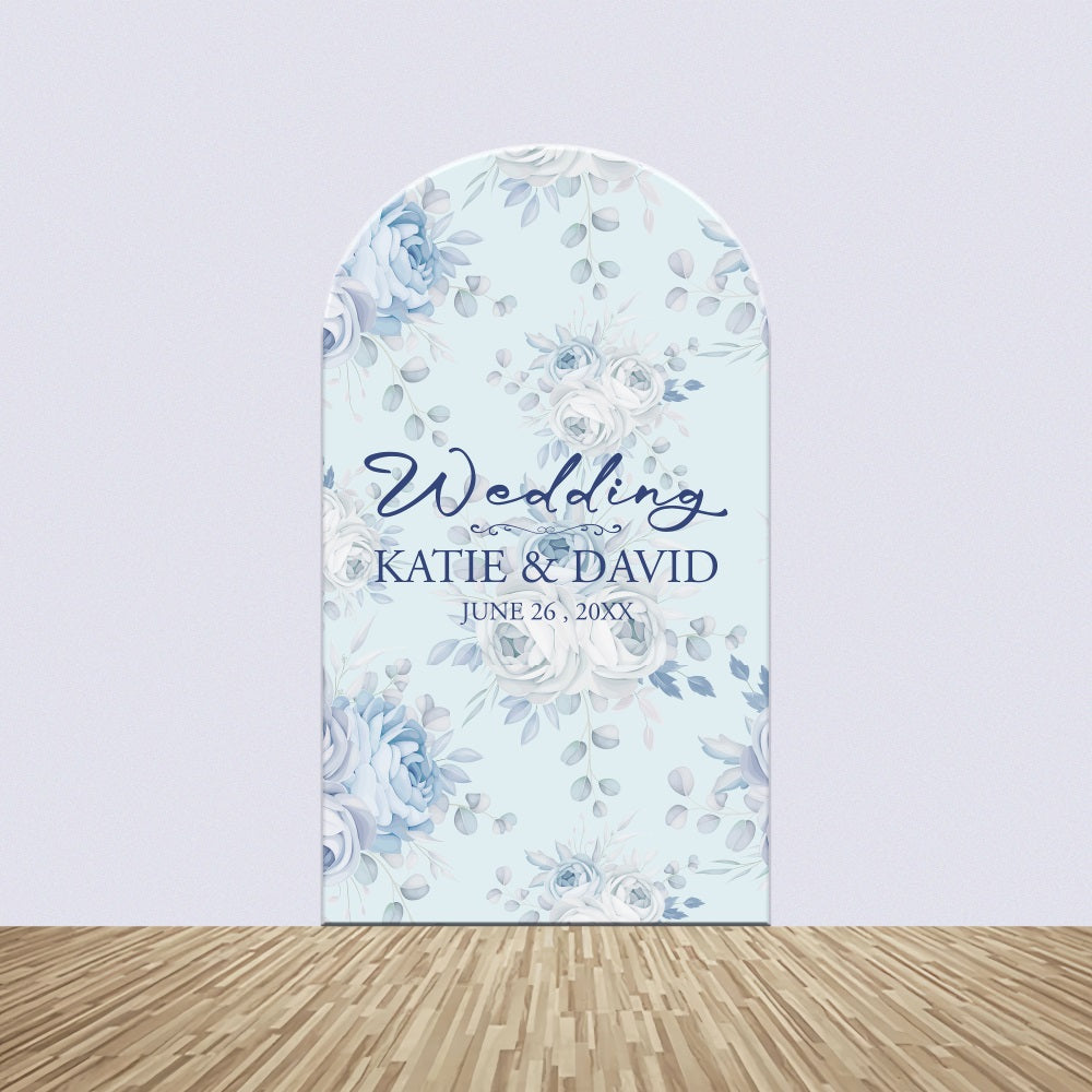 Kit de Toile de fond Arch Personnalisable Mariage Fleurs Bleues BRP4-150