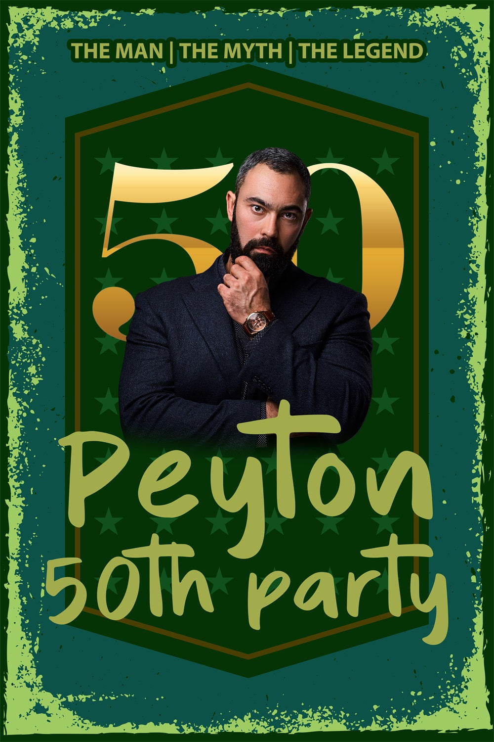 Toile de fond Anniversaire Personnalisable Bouclier Vert Fête 50ème BRP4-17